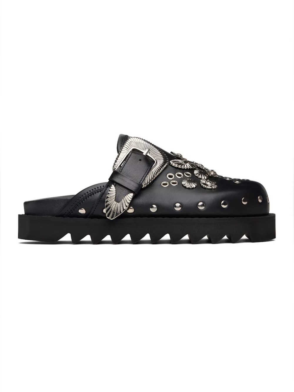 TOGA PULLA
Black Eyelet Metal Sabot Loafers